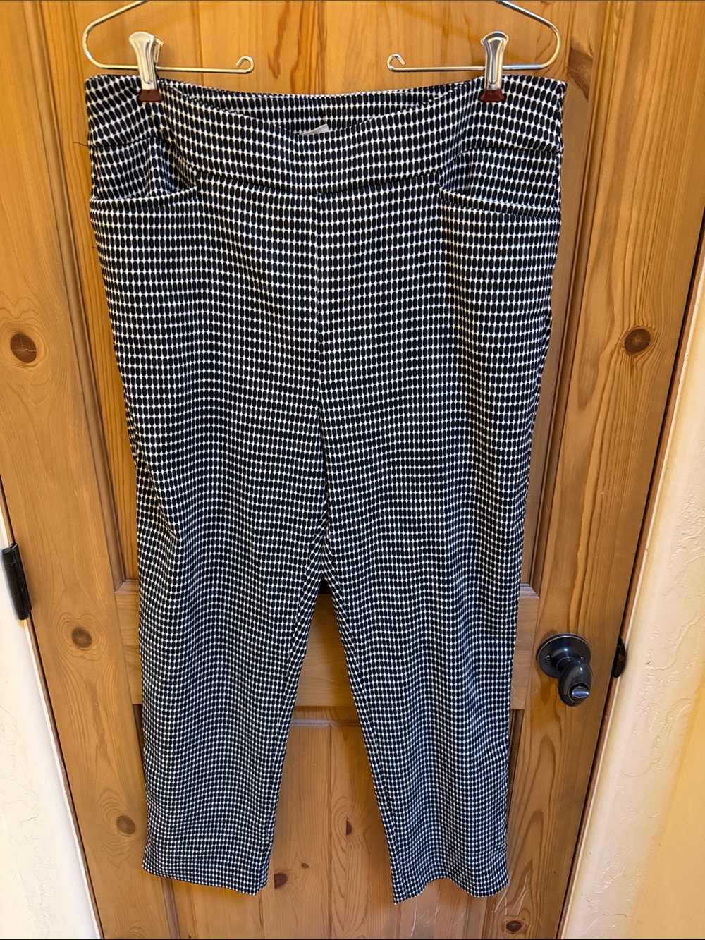 Chico's Black & White Checked Straight-Leg Pull-On Pants